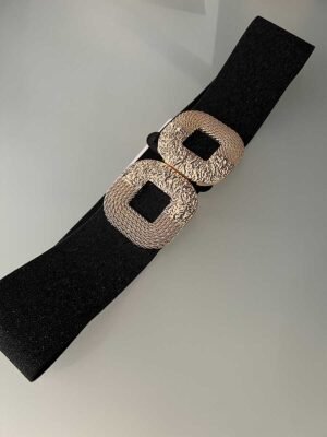 Gumis fekete öv arany csattal