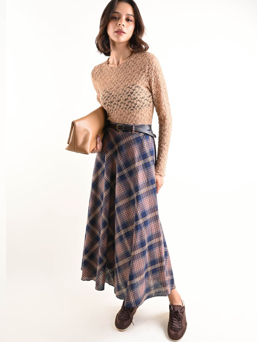 Világos barna hosszú ujjú csipke felső - Image 2