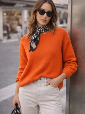 Narancssárga kötött pulóver