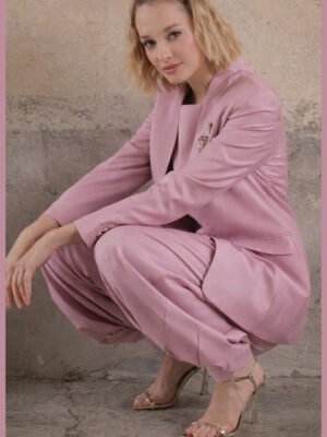 Elegáns pink színű hosszú állású blézer