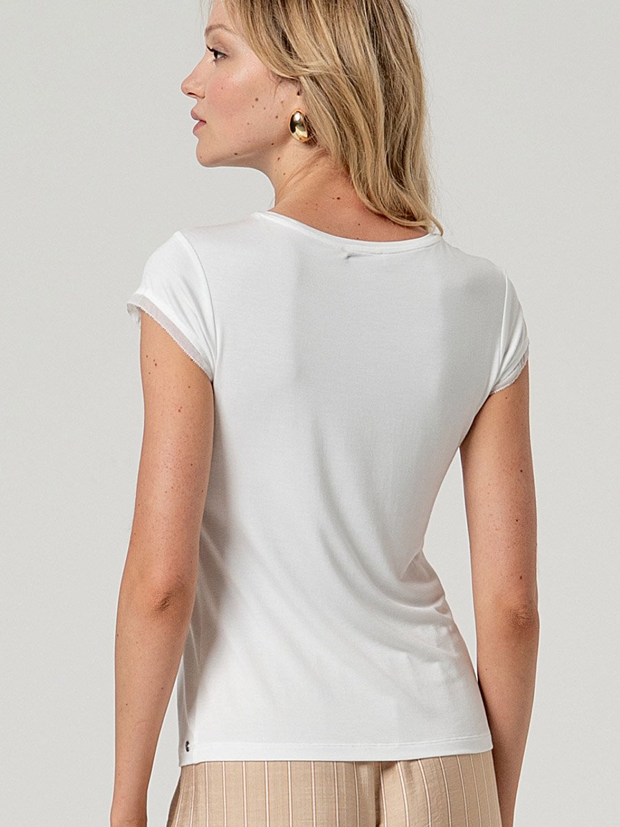 Fehér kerek nyakú rövid ujjú póló - Image 2