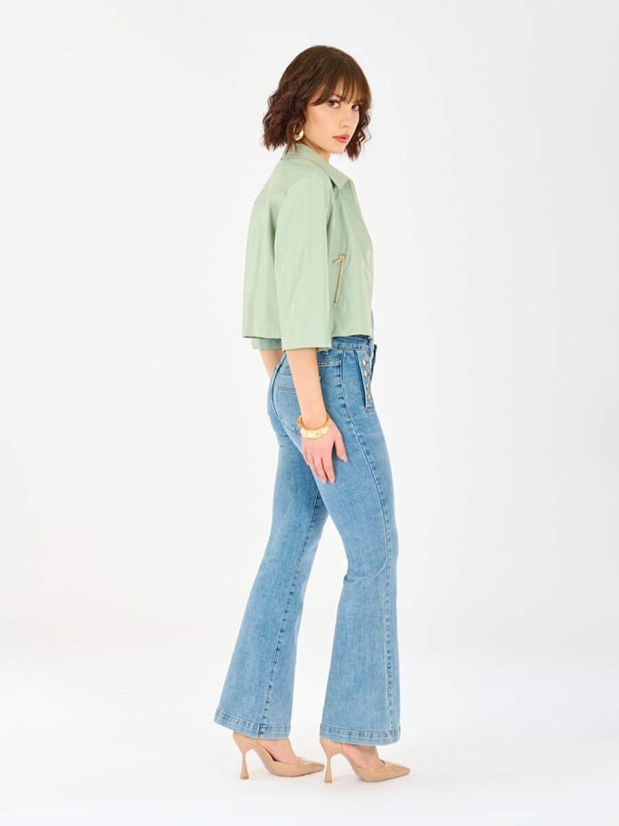 Menta zöld műbőr kabát - Image 2