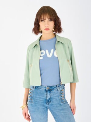 Menta zöld műbőr kabát