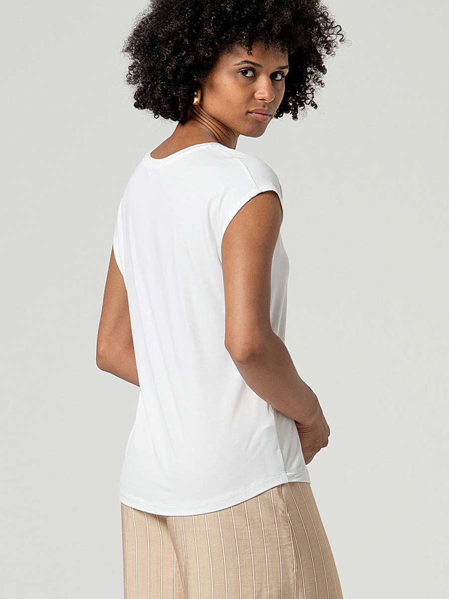 Fehér V-nyakú póló - Image 2