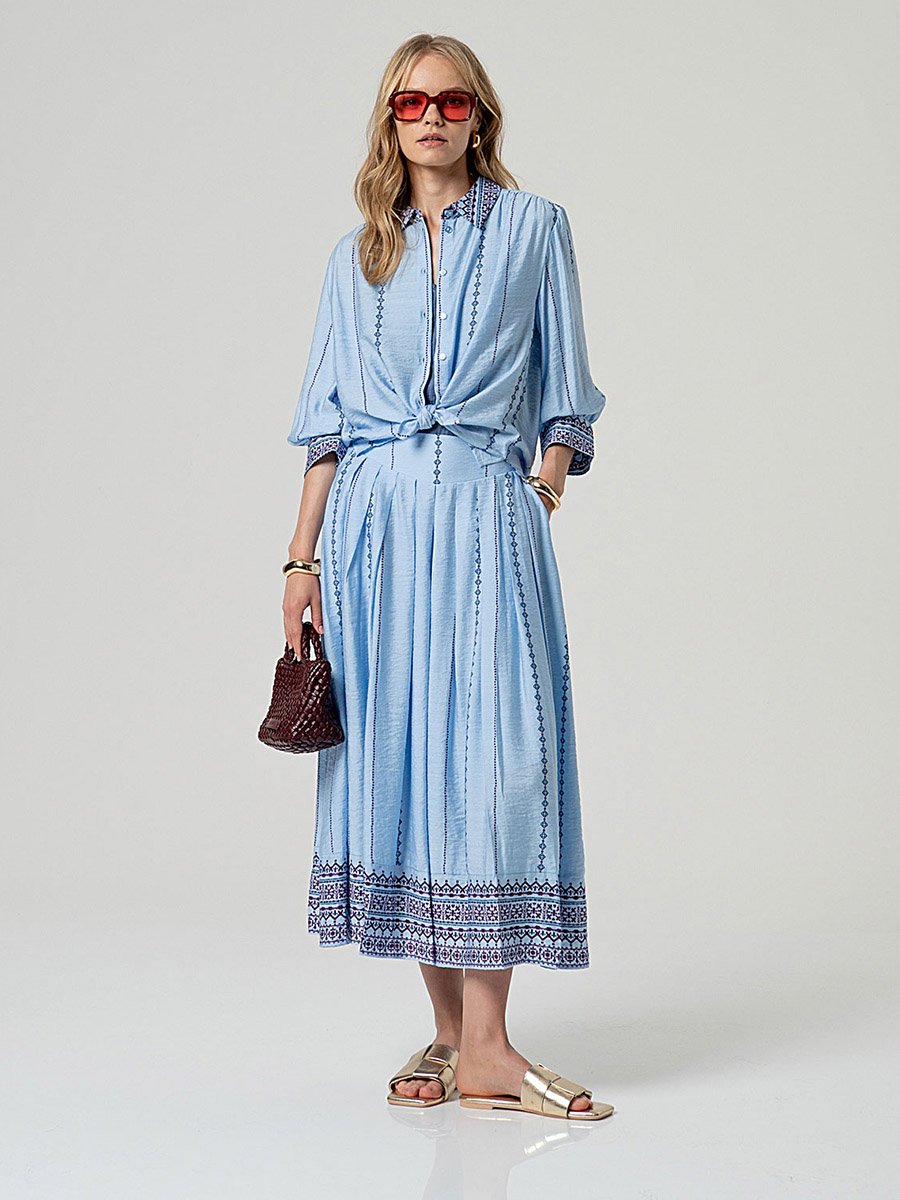 Kék színű 3/4-es ujjú mintás ing - Image 2