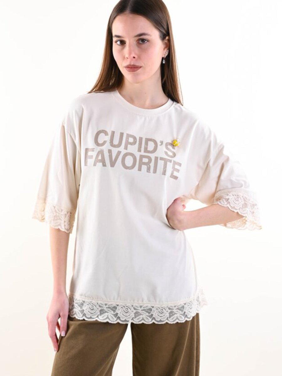 Feliratos csipkés póló kitűzővel - Image 2