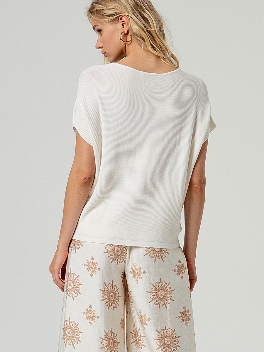 Fehér rövid ujjú kötött felső - Image 3