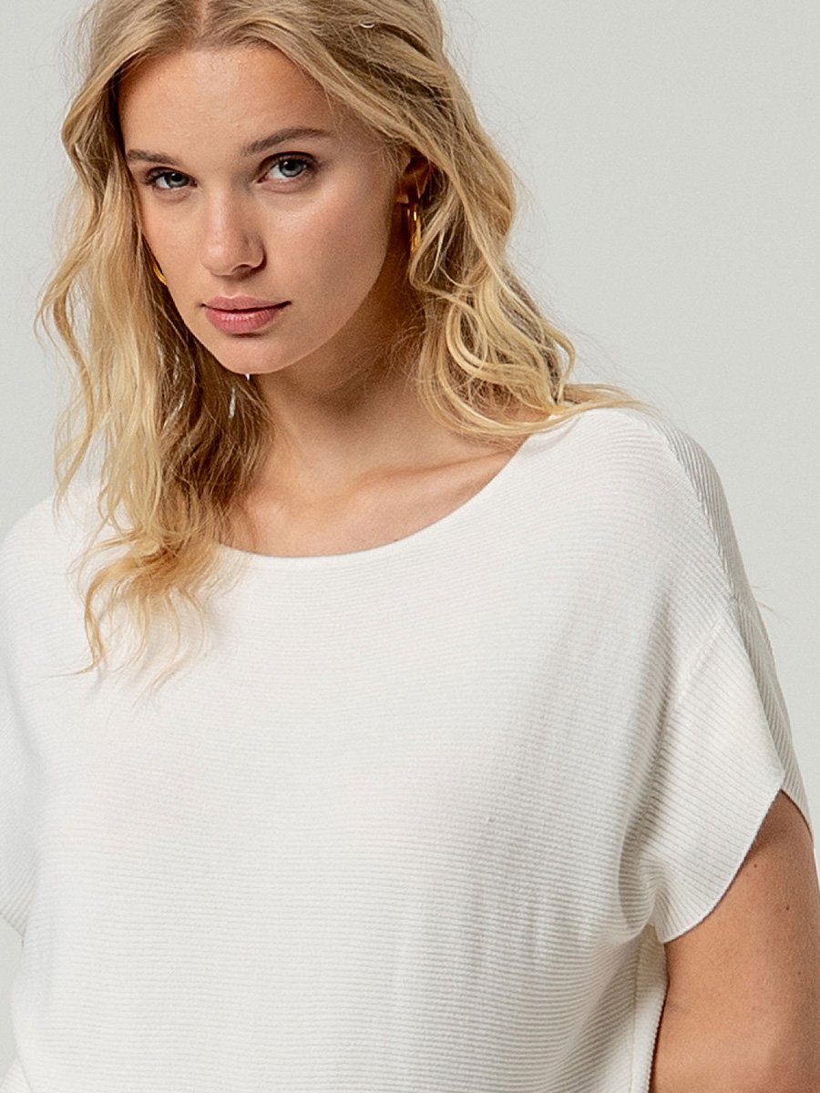 Fehér rövid ujjú kötött felső - Image 4