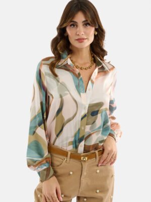 Színes absztrakt mintás hosszú ujjú ing