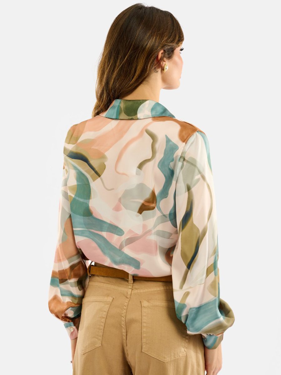 Színes absztrakt mintás hosszú ujjú ing - Image 2