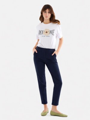 Sötétkék egyenes szárú alkalmi nadrág