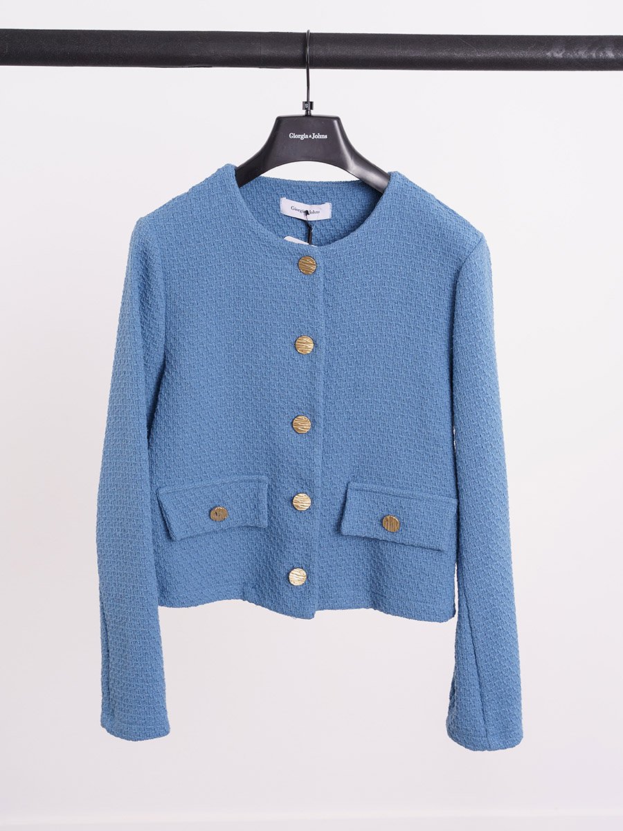 Azúrkék Chanel stílusú blézer