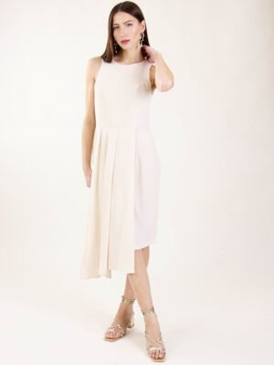 Ekrü ujjatlan midi alkalmi ruha