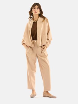 Púder színű gumis derekú nadrág