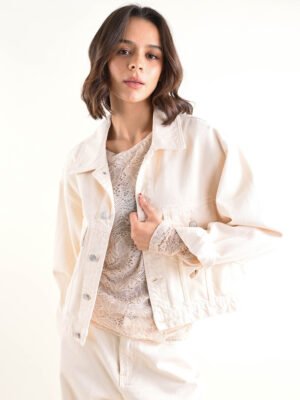 Ekrü színű farmer kabát