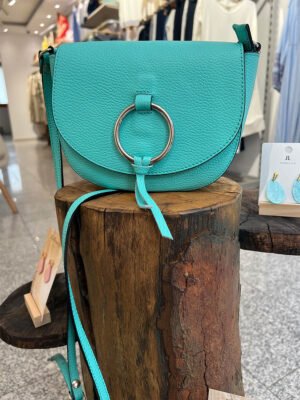 Türkiz színű bőr táska