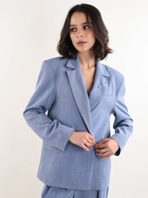 Világoskék dupla soros blézer