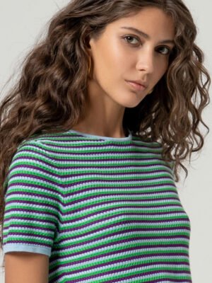 Kék zöld lila kötött ujjatlan felső