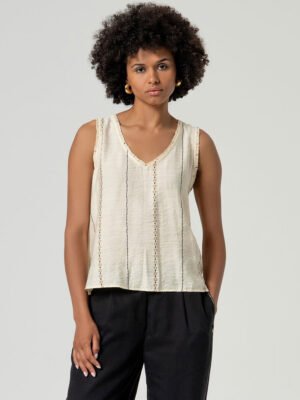 Vanília sárga mintás ujjatlan felső