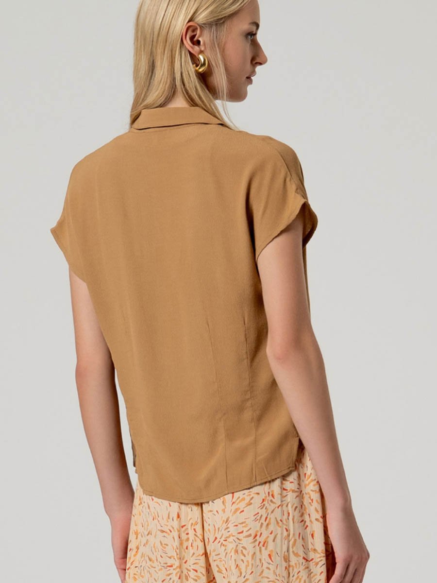 Camel színű rövid ujjú gombos ing - Image 3