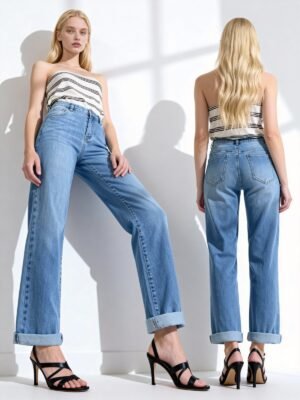 Világoskék egyenes szárú farmer