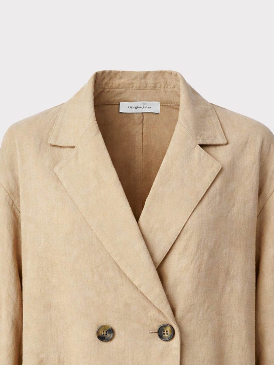 Beige lenvászon laza blézer - Image 2