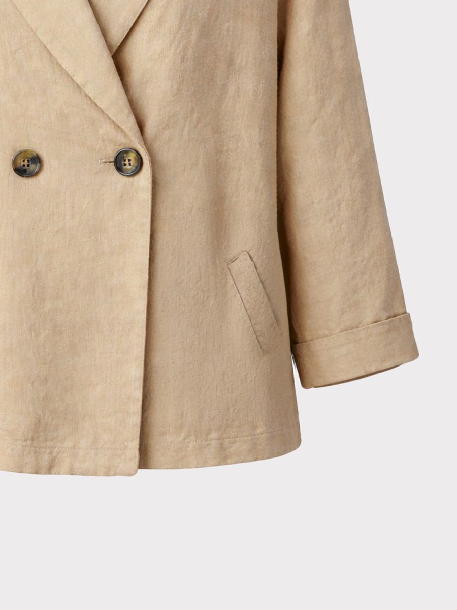 Beige lenvászon laza blézer - Image 4