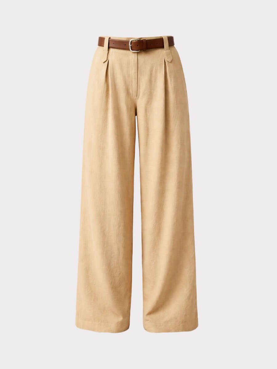 Beige palazzo fazonú len nadrág - Image 2
