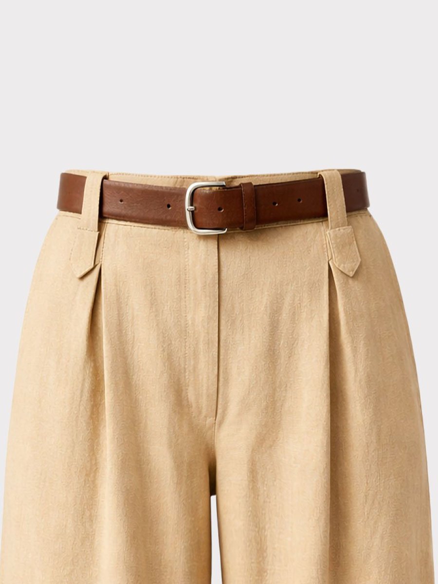 Beige palazzo fazonú len nadrág - Image 4