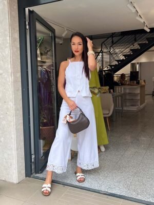 Fehér spagetti pántos mellény